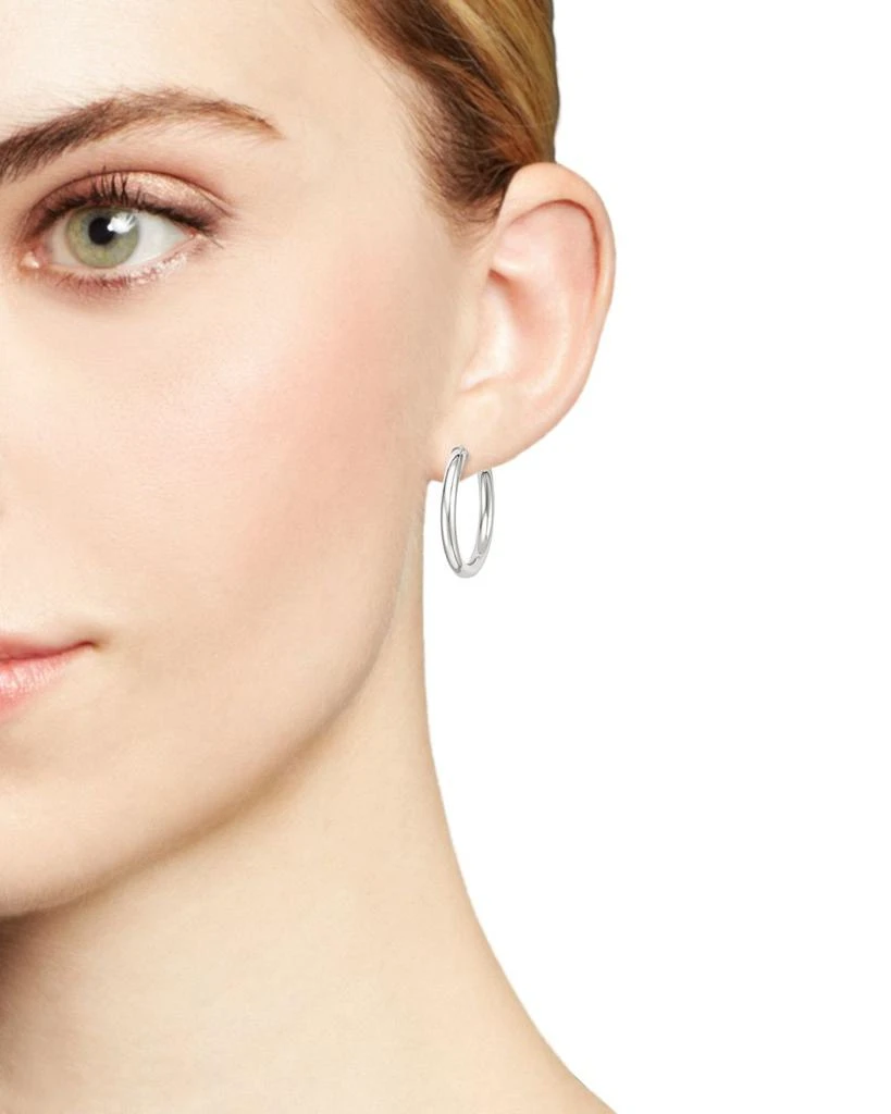 14K White Gold Tube Hoop Earrings 商品