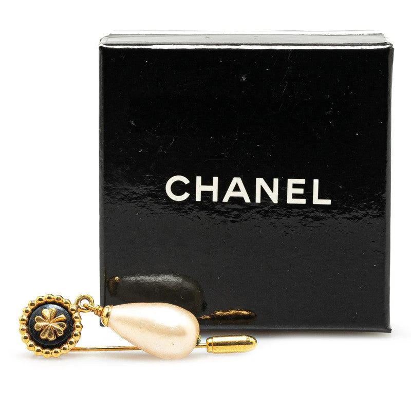 商品[二手商品] Chanel|Clover Motif Faux Pearl Brooch Gold Plated,价格¥5472,第4张图片详细描述