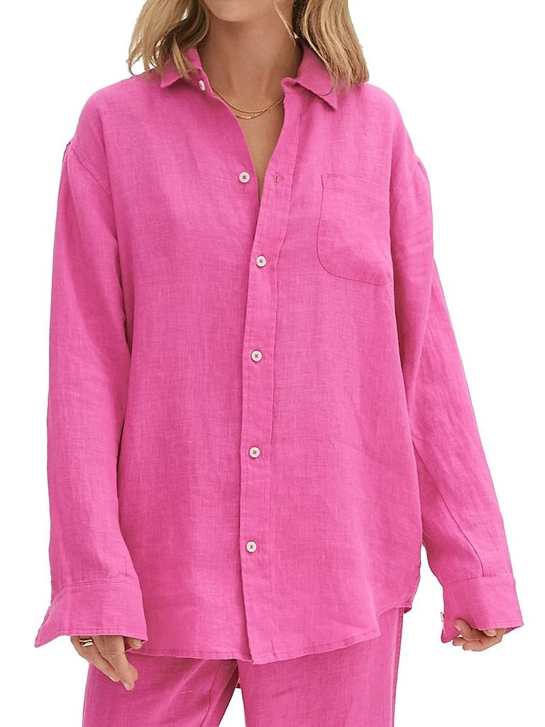 商品Desmond & Dempsey|Linen Button-Front Lounge Shirt,价格¥1328,第2张图片详细描述