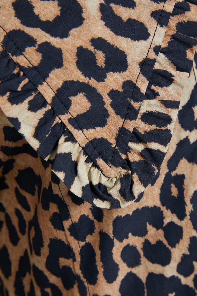 Ruffle-trimmed leopard-print organic cotton-poplin blouse商品第2张图片规格展示