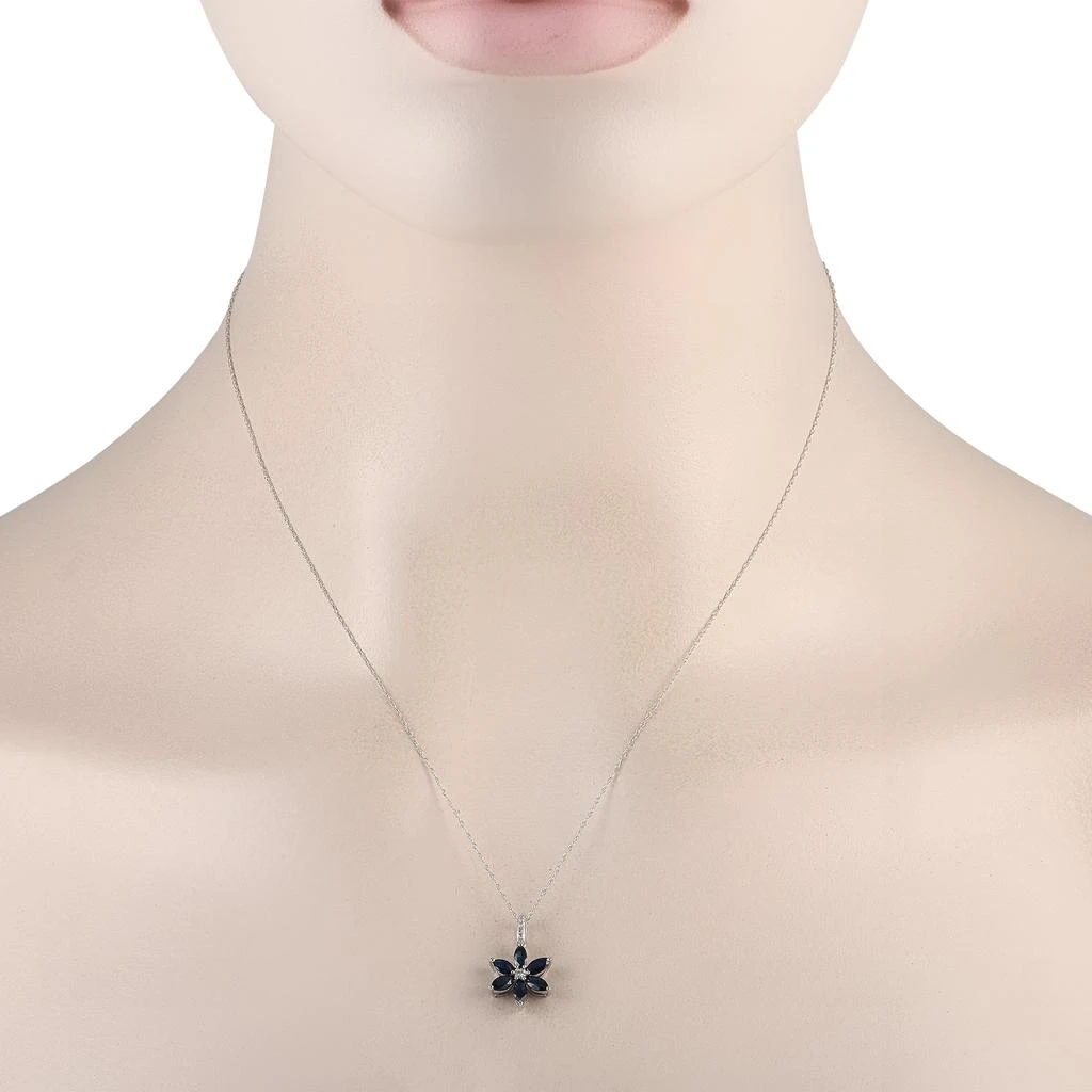 商品LB Exclusive|14K White Gold 0.01 ct Diamond and Sapphire Flower Necklace PD4-16241WSA,价格¥2240,第2张图片详细描述