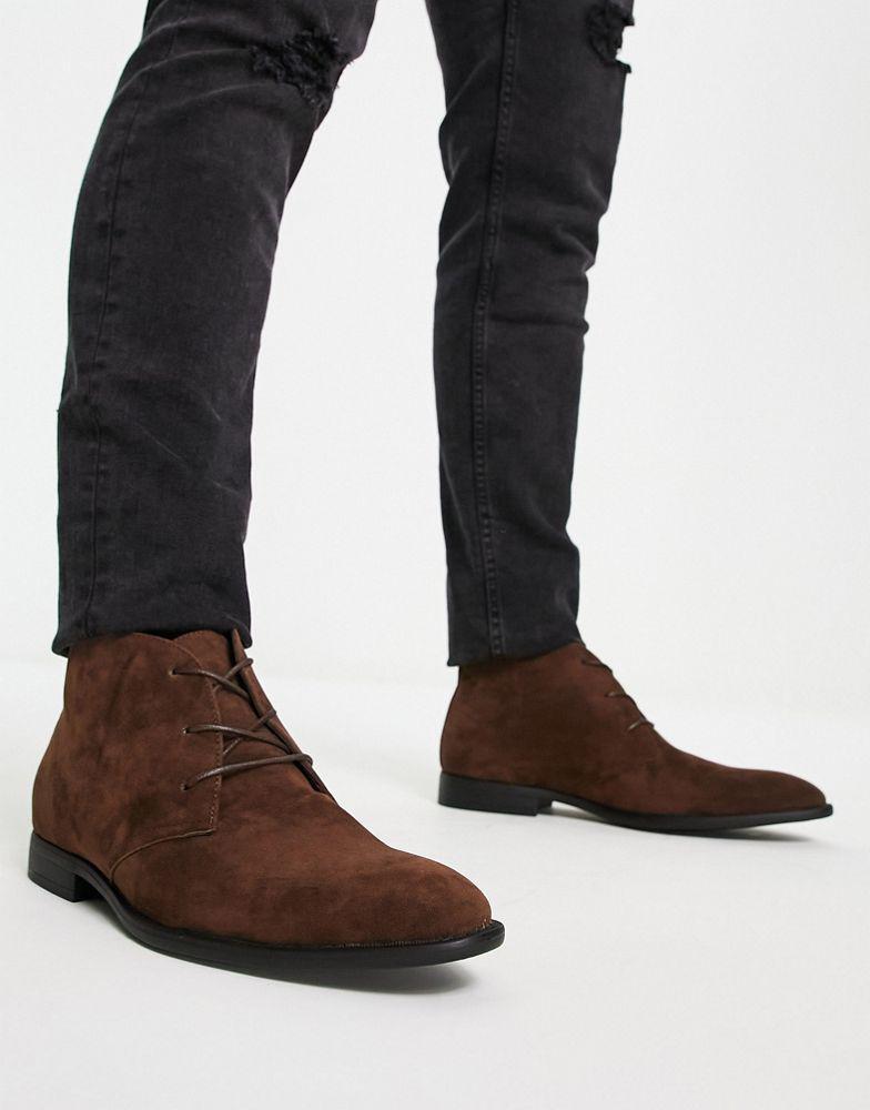 商品ASOS|ASOS DESIGN chukka boots in brown faux suede,价格¥226,第1张图片