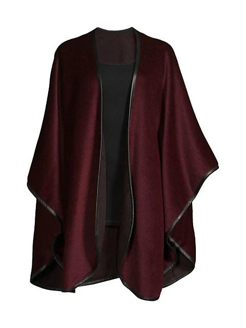 商品Sofia Cashmere|Leather-Trim Baby Alpaca U-Cape,价格¥3028,第1张图片