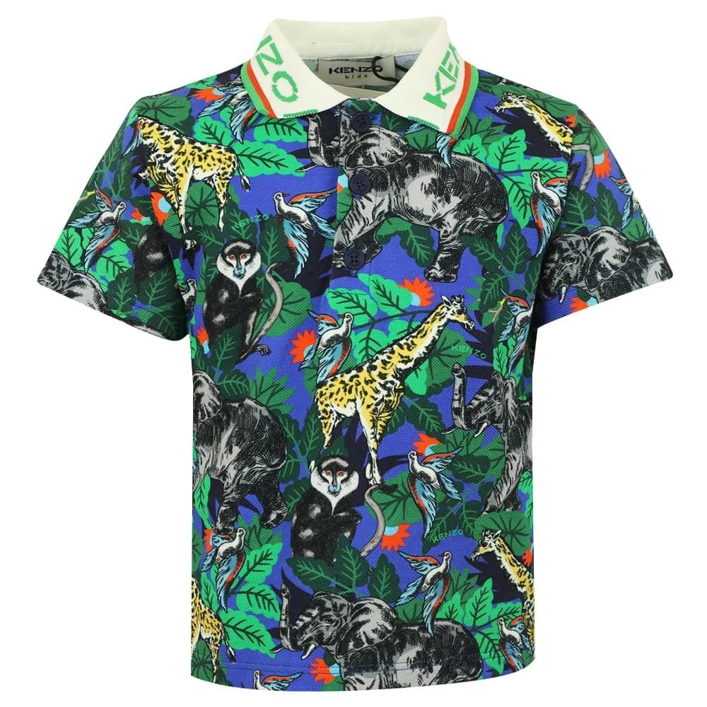 商品Kenzo|Dark Blue Jungle Pattern Polo Shirt & Trousers Set,价格¥616,第2张图片详细描述