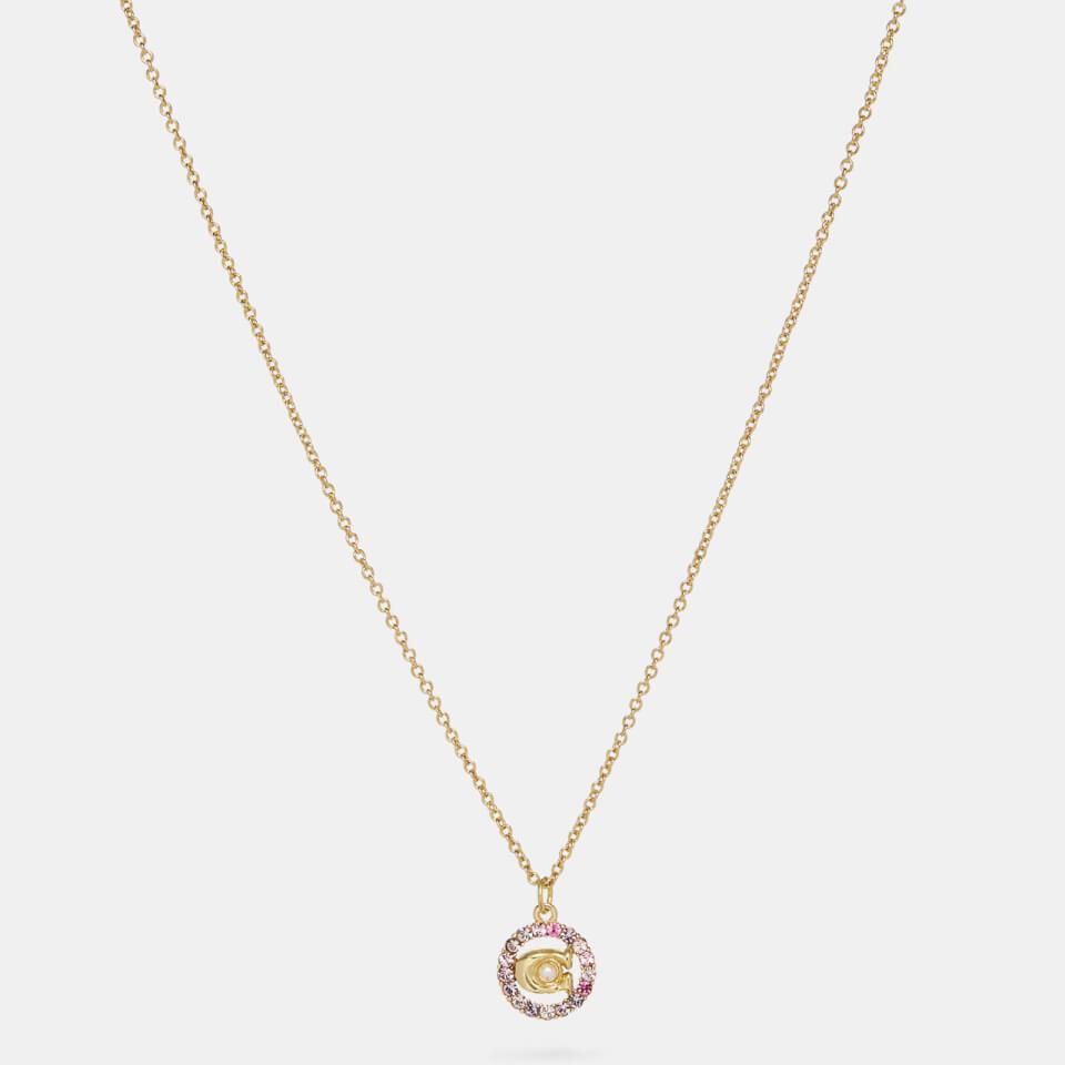 Coach Women's C Multi Crystal Necklace - Gold/Pink Multi商品第1张图片规格展示