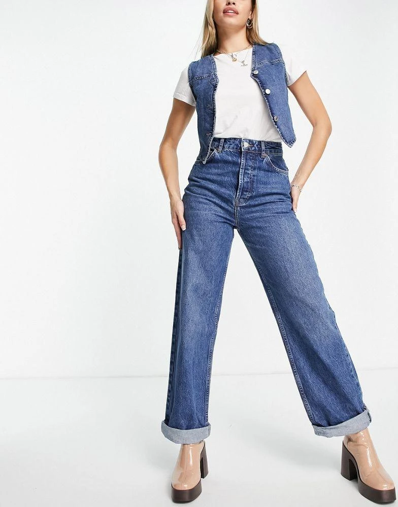 商品Topshop|Topshop one oversized Mom jean in mid blue,价格¥185,第1张图片