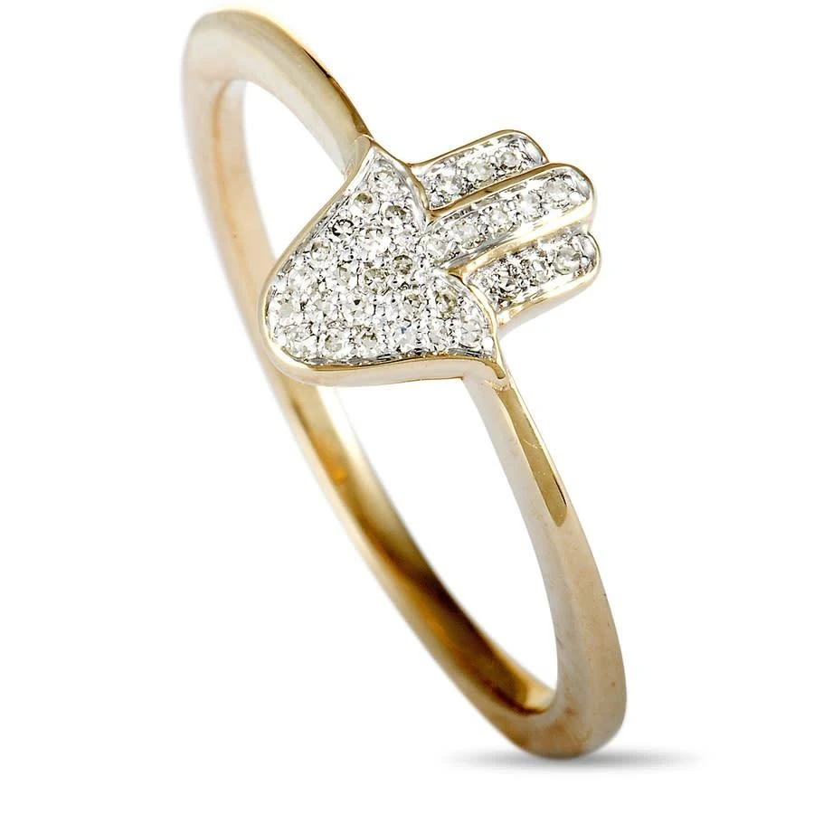 商品LB Exclusive|14K Yellow Gold 0.07 ct Diamond Hamsa Ring,价格¥2752,第1张图片