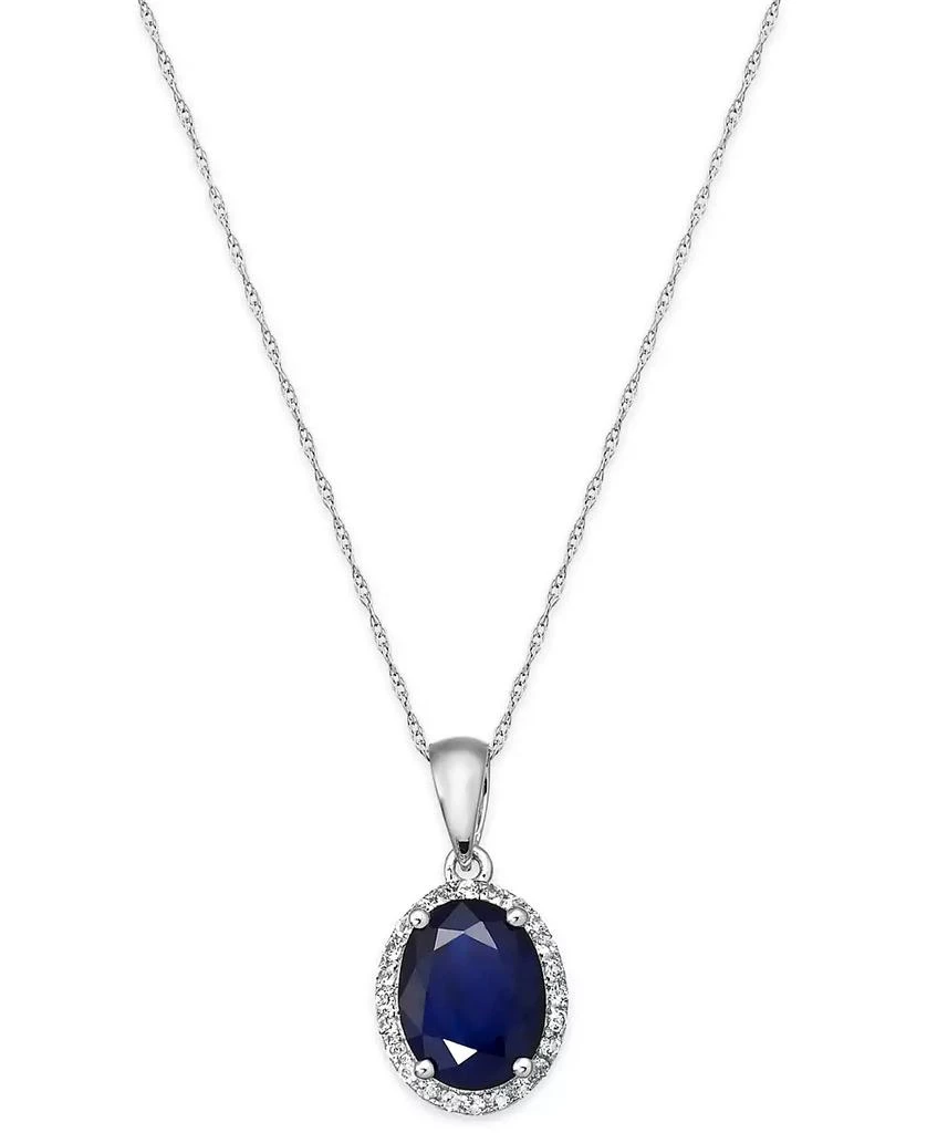 商品Macy's|Sapphire and White Sapphire (2-1/4 ct. t.w.) Oval Pendant Necklace in 10k White Gold,价格¥2356,第1张图片