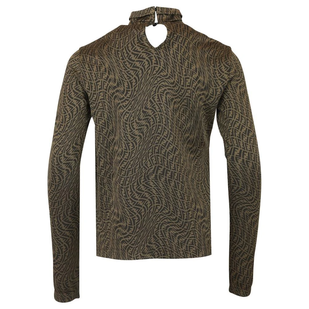 商品Fendi|Brown Long Sleeve Turtleneck Wavy Logo Top,价格¥2116,第3张图片详细描述