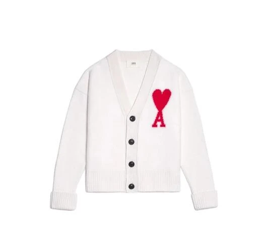 AMIPARIS 印花LOGO系扣长袖针织衫 男女同款 米白色黑色（��香港仓发货） 商品