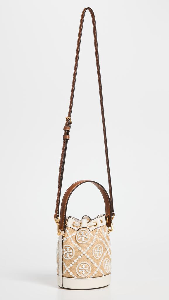 商品Tory Burch|Tory Burch T Monogram Straw Mini Bucket Bag,价格¥2305,第6张图片详细描述