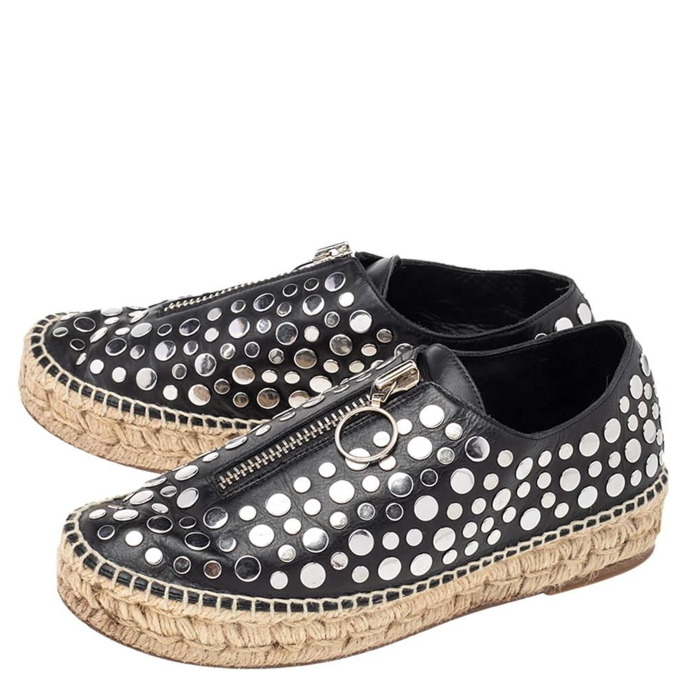 商品[二手商品] Alexander Wang|Alexander Wang Black Embellished Leather Platform Espadrille Flats Size 38,价格¥1081,第4张图片详细描述