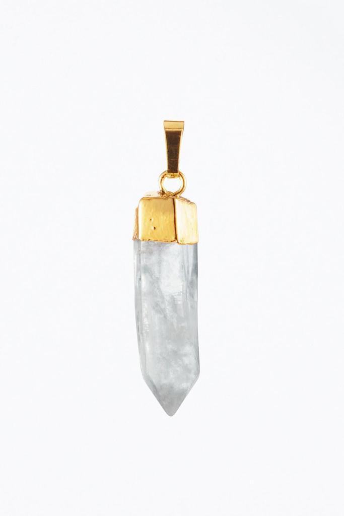 商品Crystal Haze|Rock Crystal Quartz Pendant in Clear/Gold,价格¥470,第1张图片