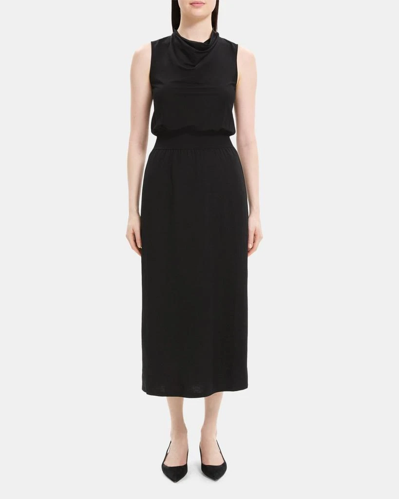 商品Theory|Sleeveless Cowl Neck Dress in Viscose-Blend Piqué,价格¥648,第1张图片