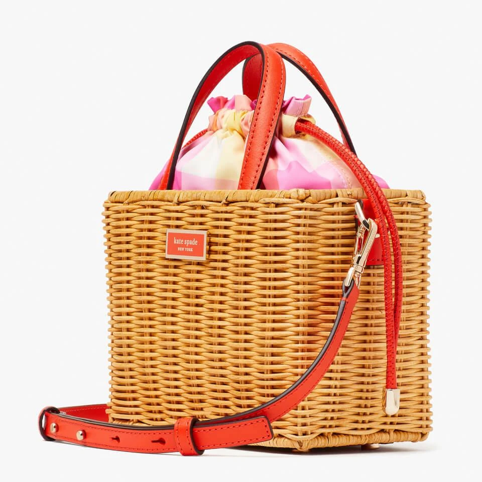 商品Kate Spade|Kate Spade New York Women's Sam Wicker Madras Mini Satchel Bag - Pink Multi,价格¥1366,第3张图片详细描述