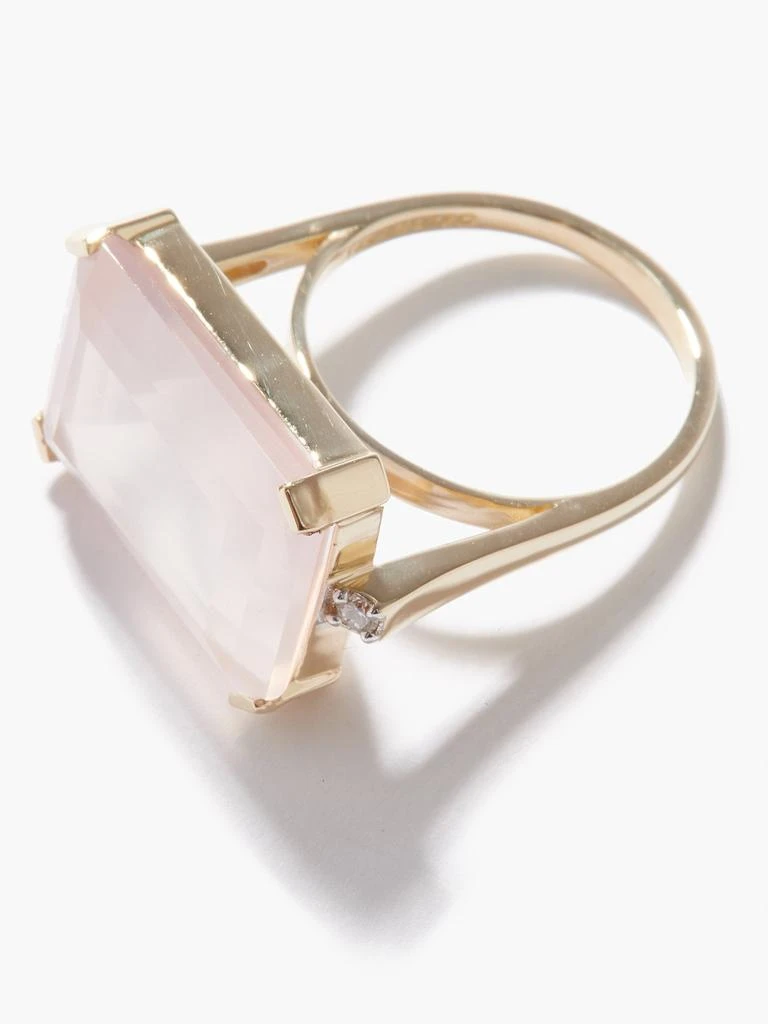 商品MATEO|East West diamond, rose quartz & 14kt gold ring,价格¥17753,第3张图片详细描述