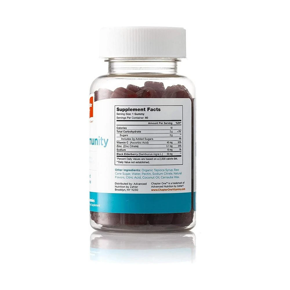 商品Zahler|Chapter One Immunity with Zinc and Vitamin C - 60 Flavored Gummies,价格¥112,第2张图片详细描述
