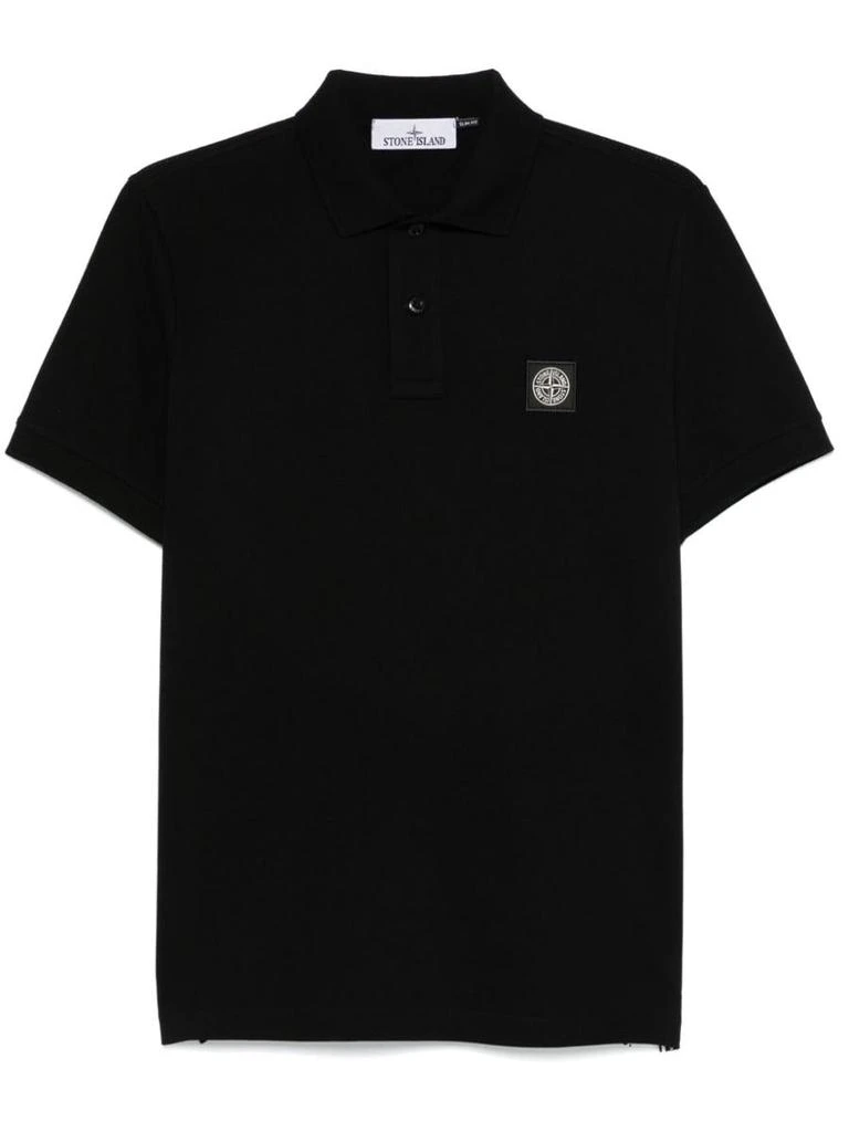 商品Stone Island|Stone Island Black Cotton Polo With Short Sleeves,价格¥1553,第1张图片