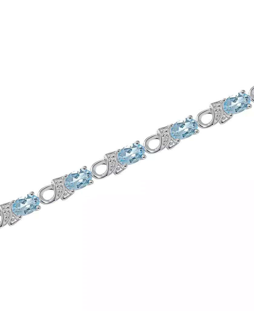 商品Macy's|Aquamarine (5 ct. tw.) & Diamond (1/20 ct. t.w.) Link Bracelet in Sterling Silver,价格¥2823,第2张图片详细描述