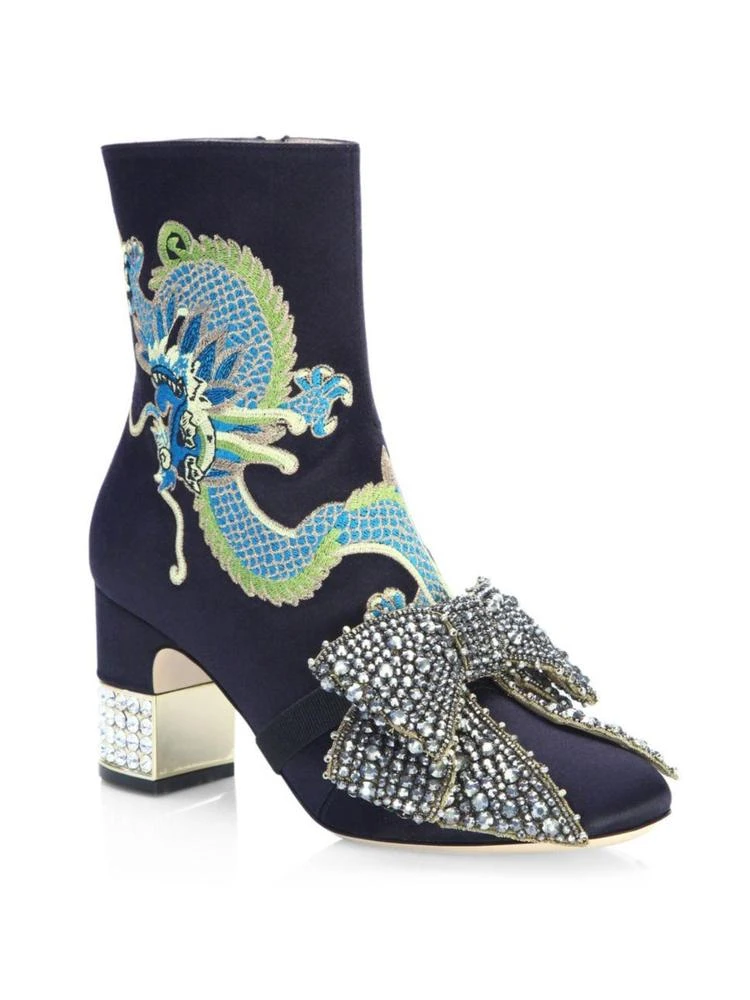 商品Gucci|Candy Dragon-Embroidered Satin Booties,价格¥11825,第1张图片