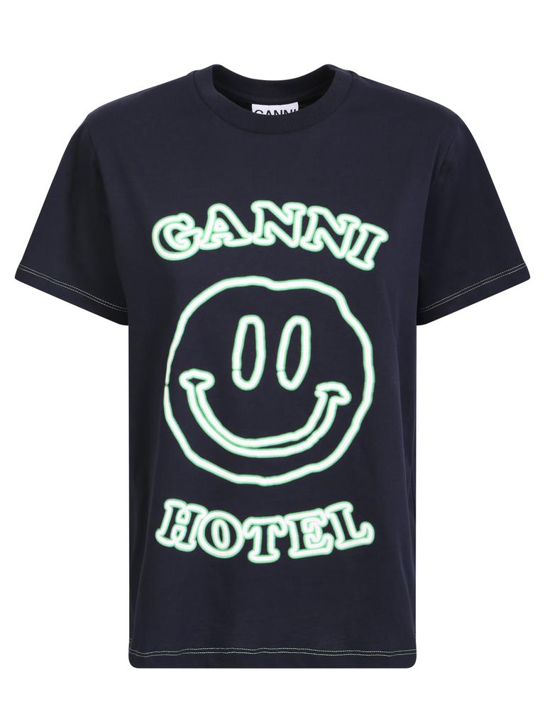 GANNI GANNI HOTEL T-SHIRT WITH SMILE PRINT BY GANNI商品第1张图片规格展示