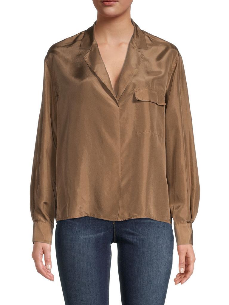 商品Vince|Notch Lapel Silk Shirt,价格¥630,第1张图片