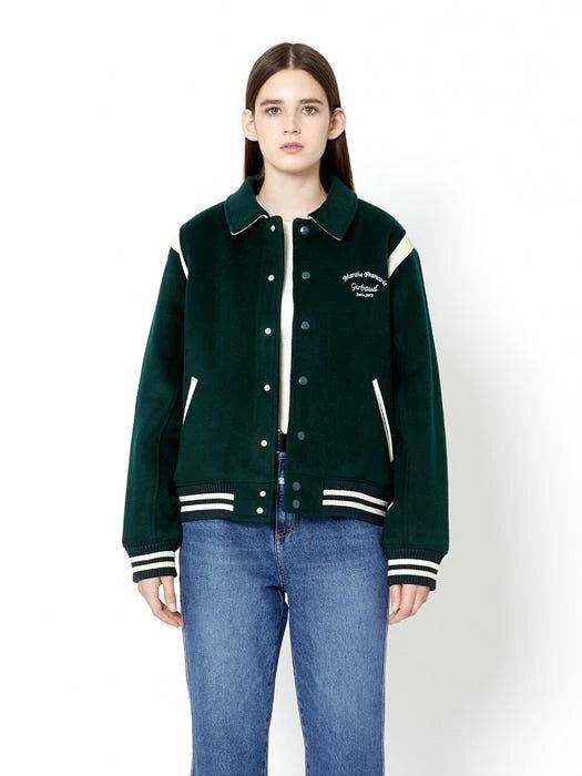 商品Marithe Francois Girbaud|Marithe Varsity Jacket (Dark Green),价格¥945,第2张图片详细描述