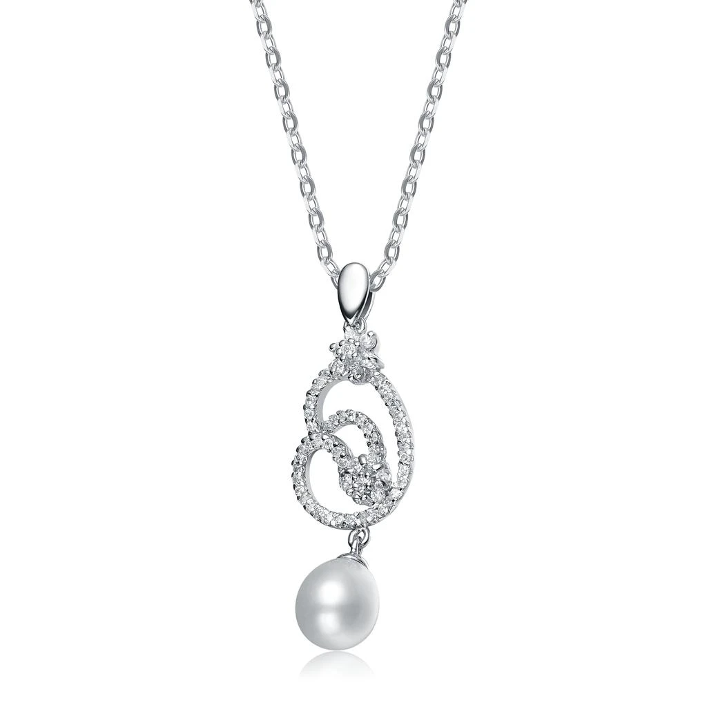 商品Genevive|Cz Sterling Silver Pearl Drop Pendant,价格¥397,第2张图片详细描述