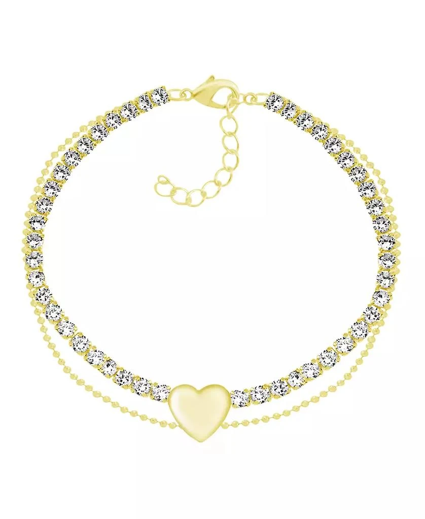 商品Essentials|Crystal & Heart Double Row Ankle Bracelet,价格¥95,第1张图片