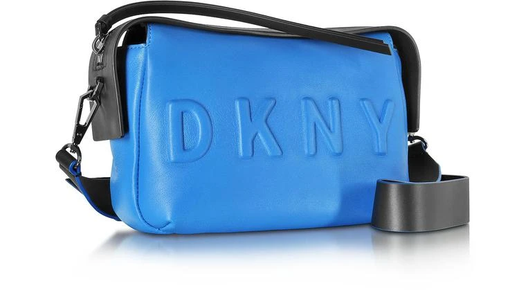 商品DKNY|DKNY 模压Logo 蔚蓝色/黑色皮革斜挎包,价格¥1092,第2张图片详细描述