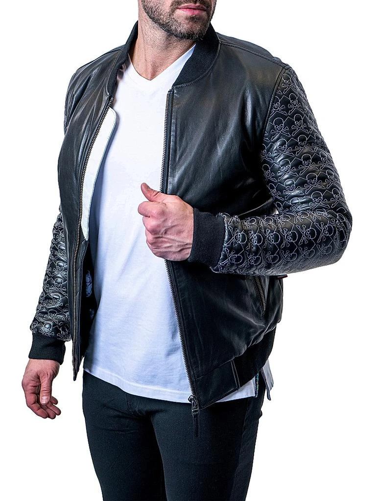 商品Maceoo|Leather Sleeve Mini Skull Jacket,价格¥4430,第3张图片详细描述