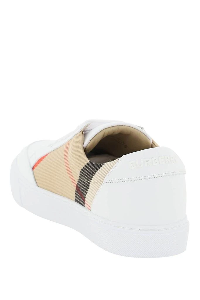 商品Burberry|CHECK FABRIC AND LEATHER SNEAKERS,价格¥2792,第2张图片详细描述