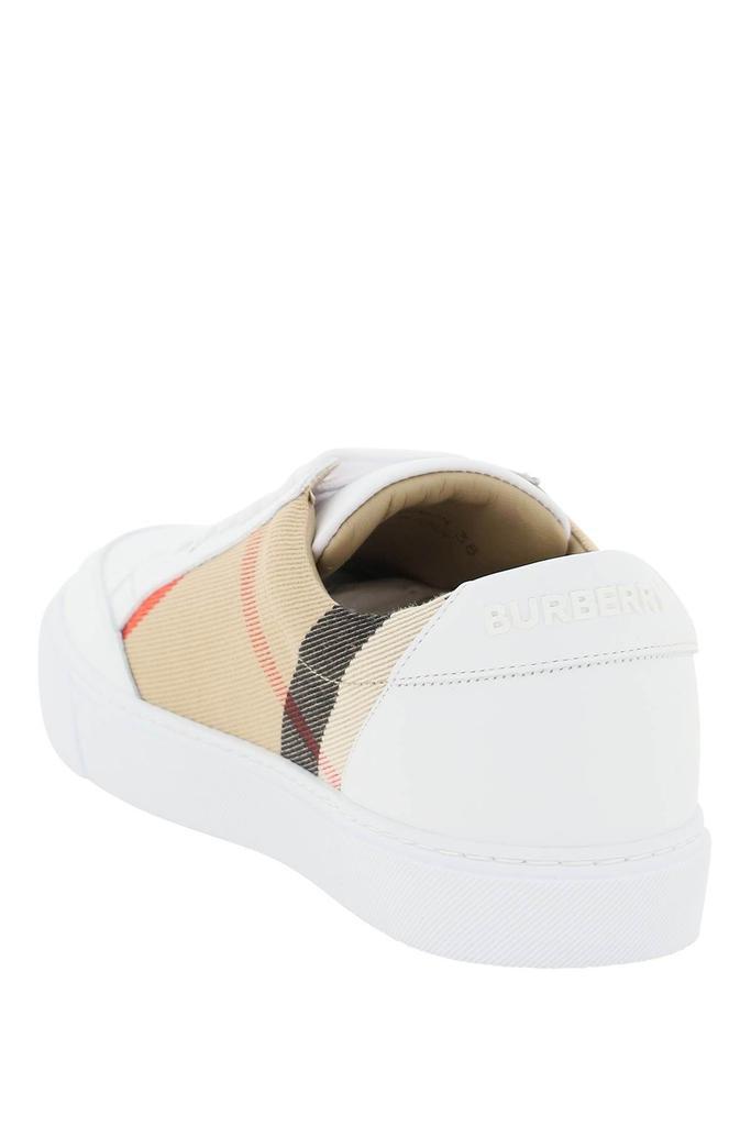 商品Burberry|CHECK FABRIC AND LEATHER SNEAKERS,价格¥2545,第4张图片详细描述