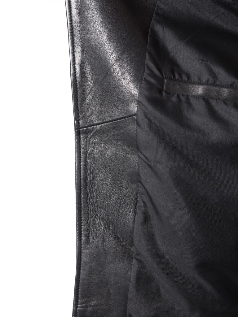 Allsaints Men's  Black Leather Outerwear Jacket商品第4张图片规格展示