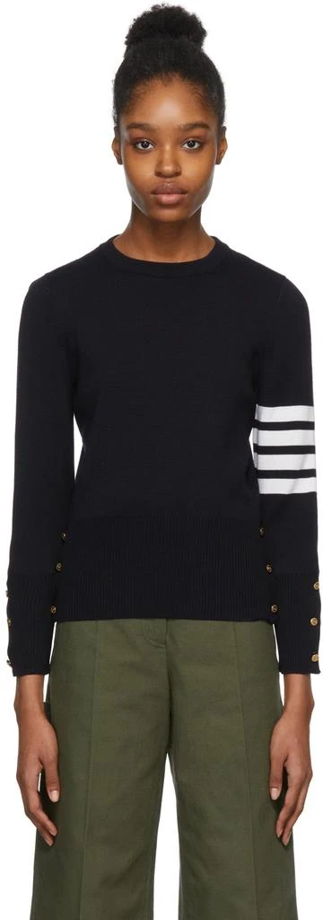 商品Thom Browne|Navy Milano Classic Crewneck Pullover,价格¥5701,第1张图片