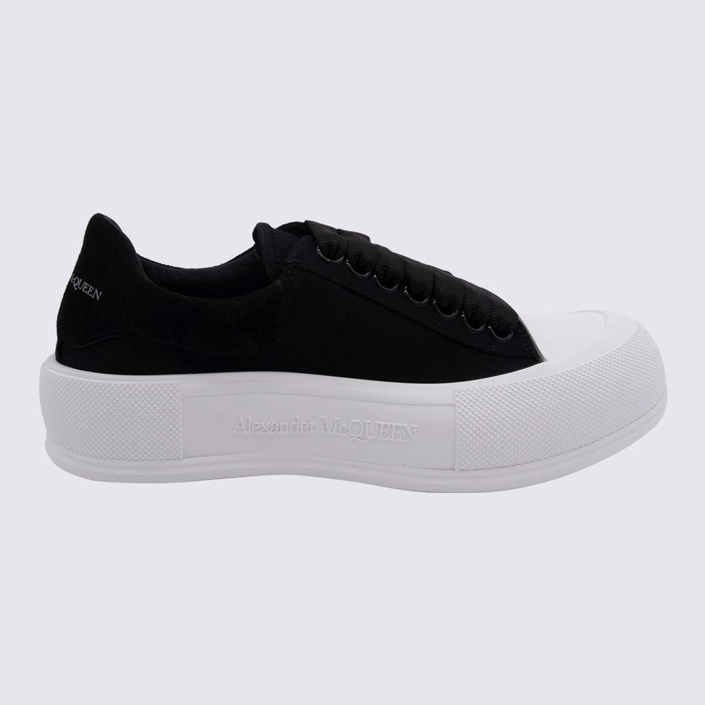 ALEXANDER MCQUEEN BLACK CANVAS DECK PLISMOLL SNEAKERS商品第1张图片规格展示