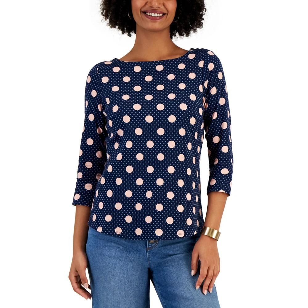 商品Charter Club|Women's Printed Boat-Neck Top, Created for Macy's,价格¥76,第1张图片