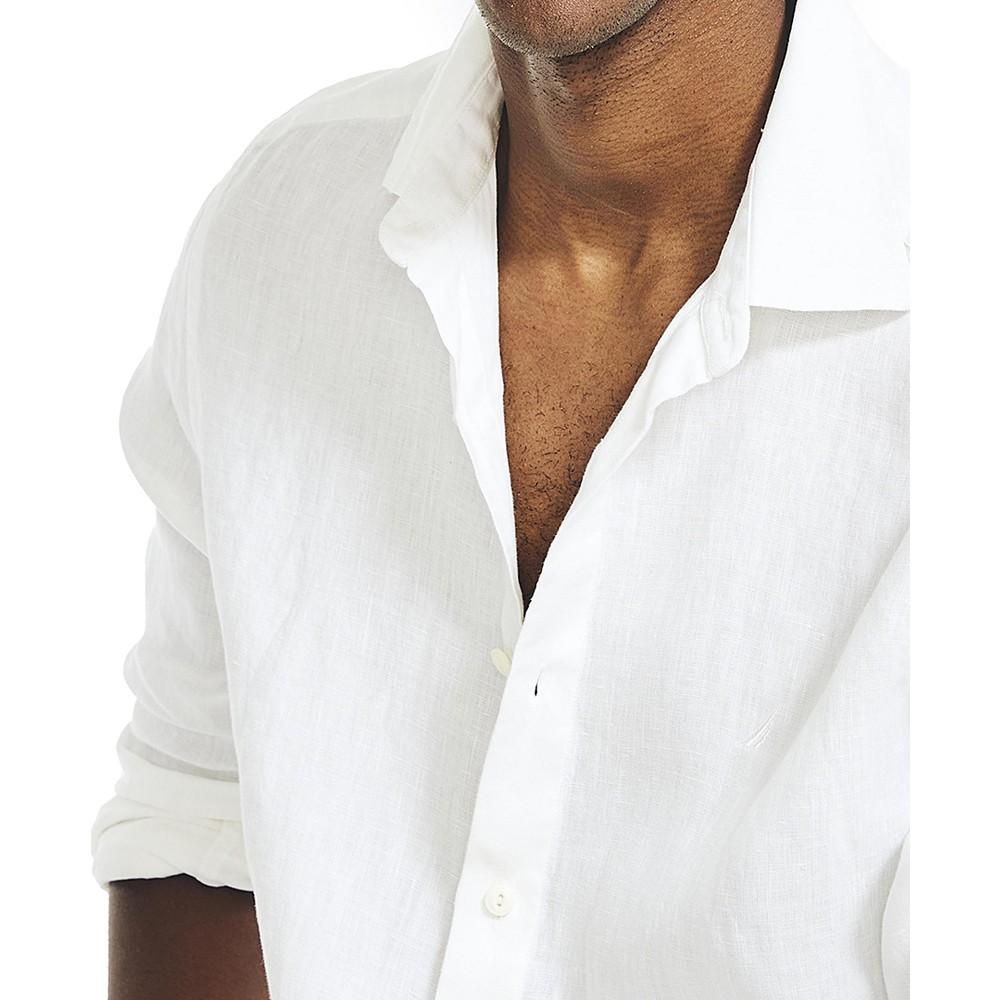 Men's Classic-Fit Long-Sleeve Button-Up Solid Linen Shirt商品第3张图片规格展示