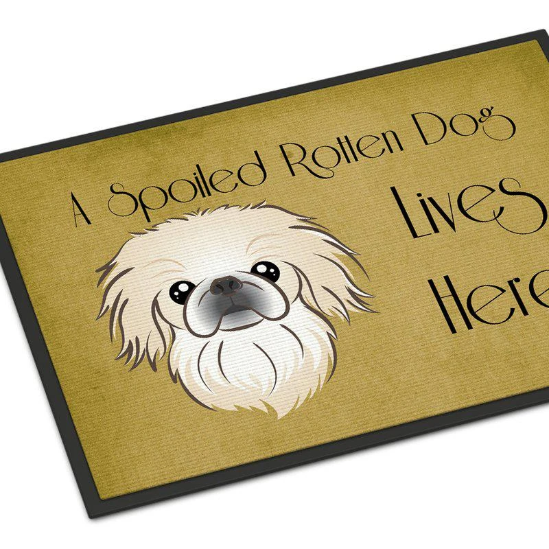 商品Caroline's Treasures|24 in x 36 in Pekingese Spoiled Dog Lives Here Door Mat Indoor/Outdoor,价格¥307,第1张图片