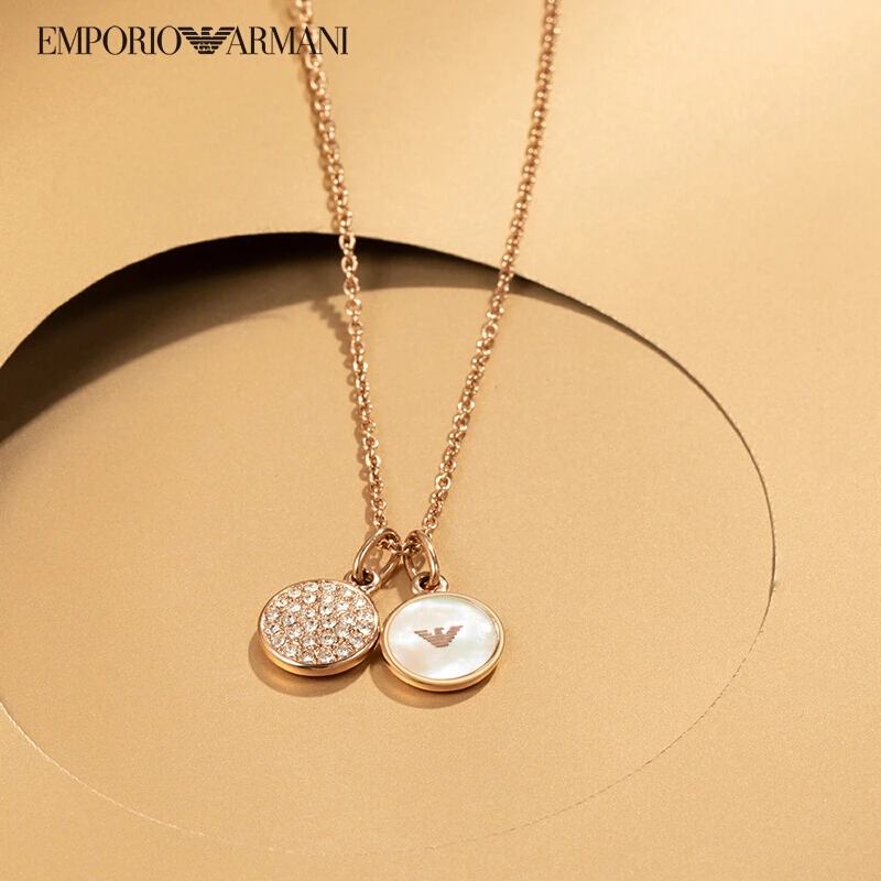 【新客专享】EMPORIO ARMANI 阿玛尼女士项链 女珍珠贝母镶钻项链锁骨链 EGS2158221玫瑰金色 商品