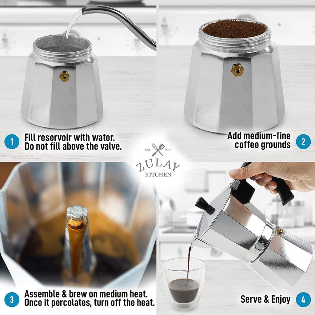 商品Zulay|Zulay Kitchen  Moka Pot, 8 Cup,价格¥269,第2张图片详细描述