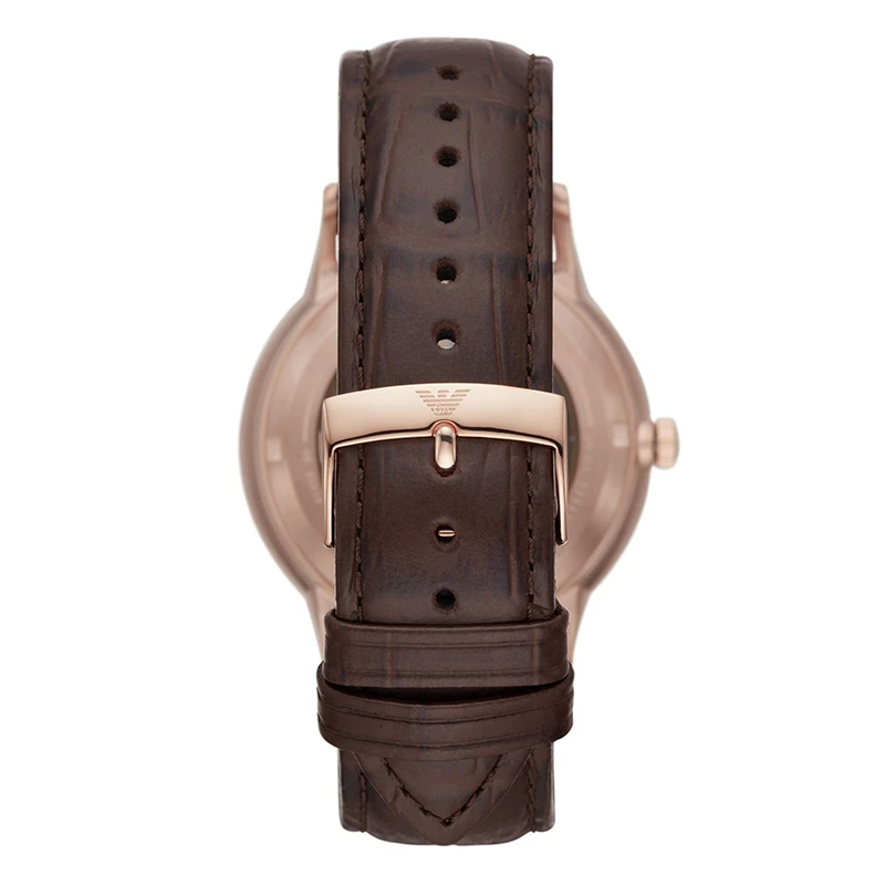 阿玛尼 （Emporio Armani） 皮革表带全自动透窗镂空机械商务休闲男士腕表 AR60039 商品