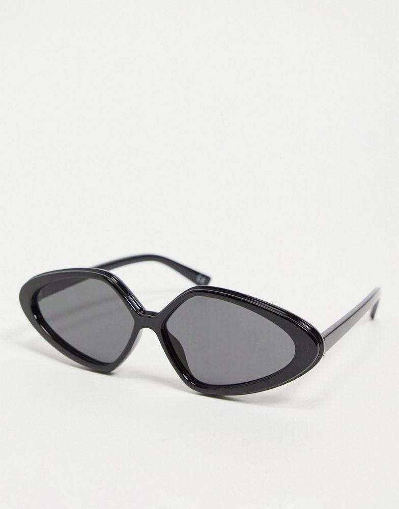 ASOS DESIGN frame oval cat eye sunglasses in shiny black - BLACK商品第1张图片规格展示