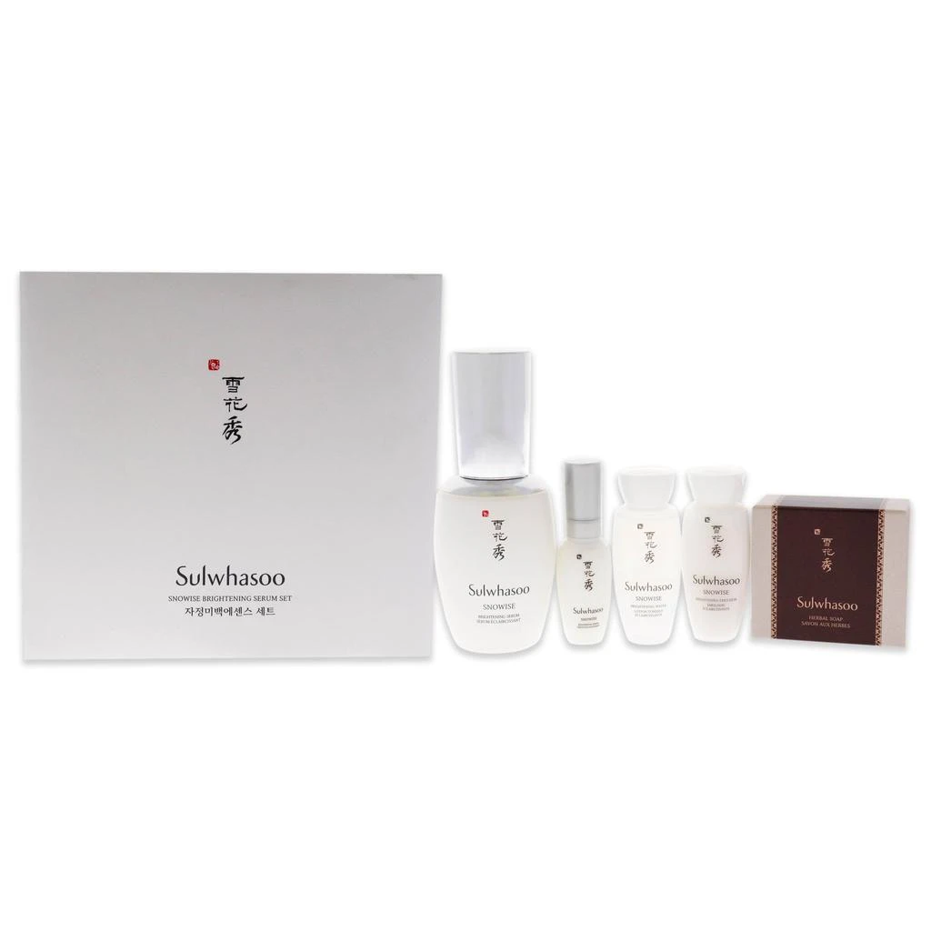 商品Sulwhasoo|Snowise Brightening Serum Set by  for Women - 5 Pc 1.7oz Serum, 8ml Serum, 15ml Water, 15ml Emulsion, 1.7oz Herbal Soap Red Ginger,价格¥1062,第1张图片