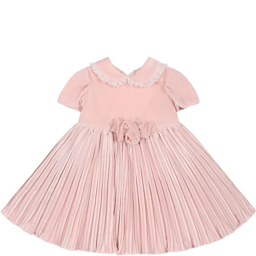 商品MONNALISA|Pink Dress For Baby Girl With Rose,价格¥1508,第1张图片