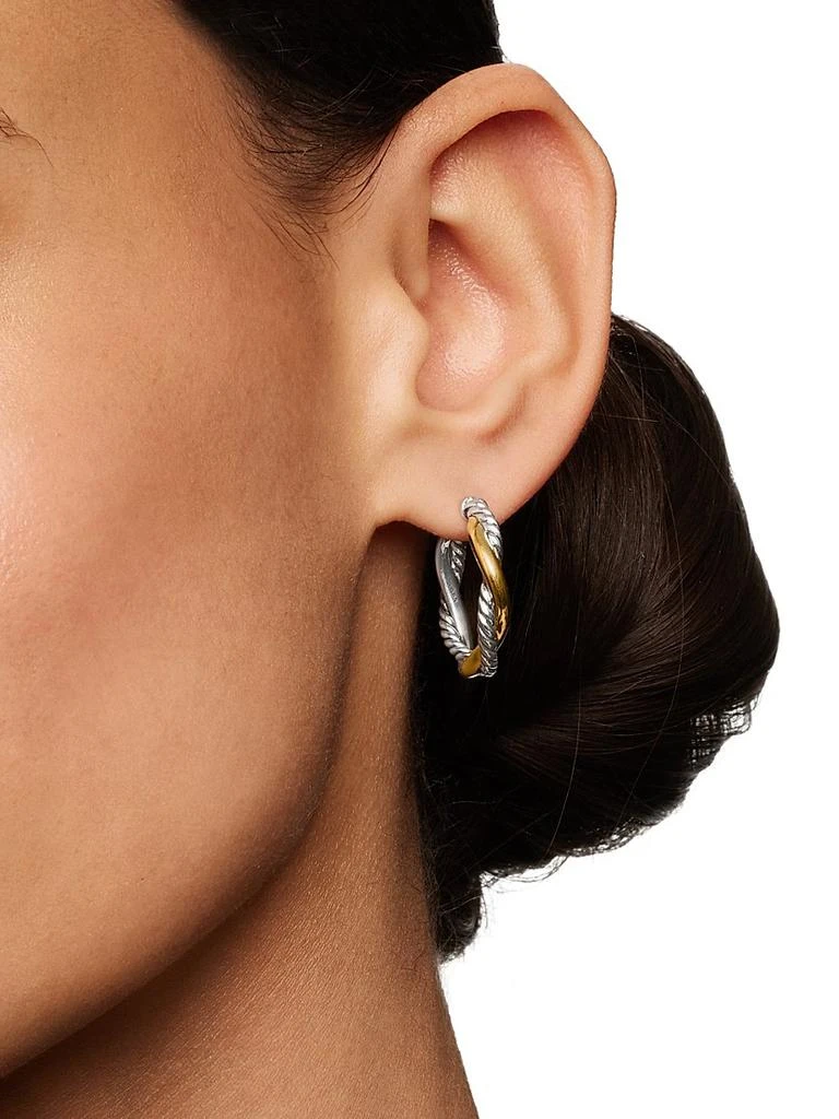 商品David Yurman|Petite Infinity Hoop Earrings in Sterling Silver with 14K Yellow Gold, 17.3MM,价格¥5363,第2张图片详细描述