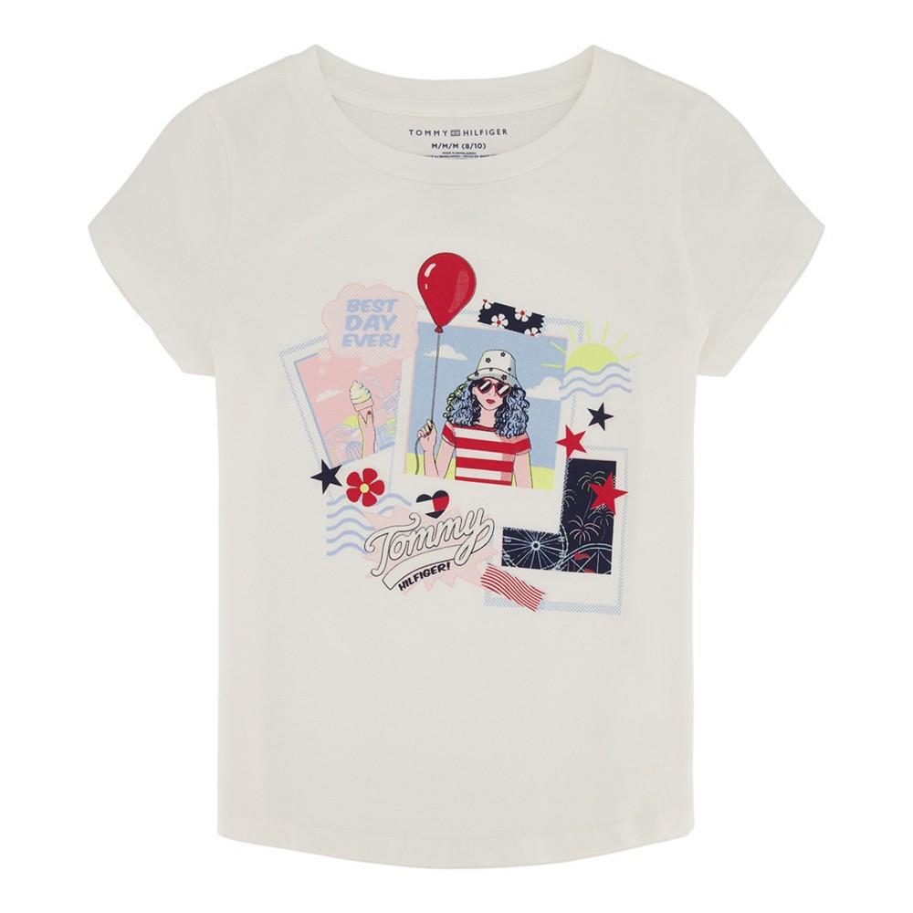 Big Girls Glitter Polaroid Short Sleeve T-shirt商品第1张图片规格展示