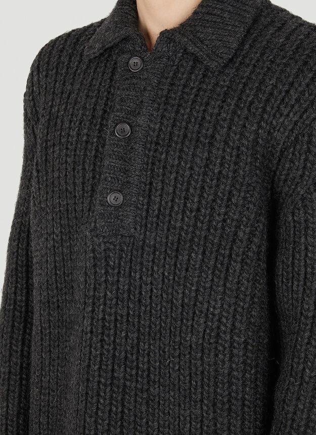 Knit Polo Sweater in Grey商品第5张图片规格展示