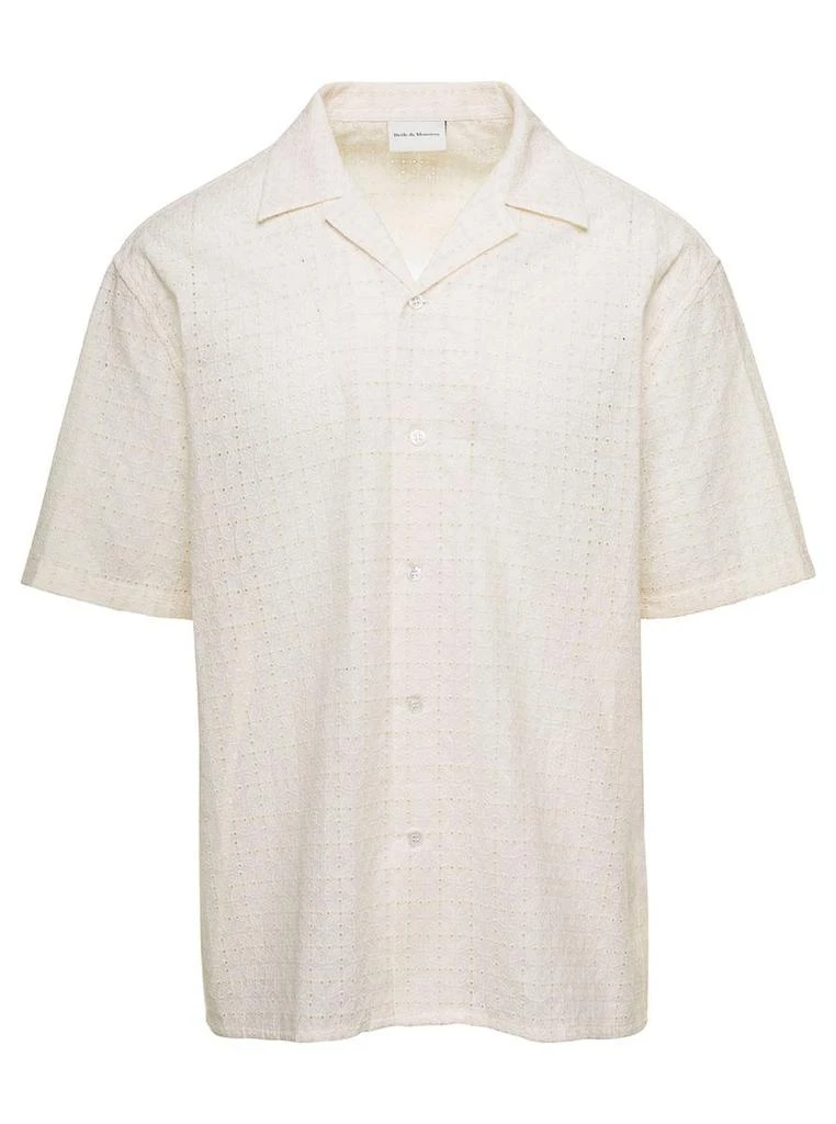 商品Drôle de Monsieur|'Naperon' Beige Bowling Shirt with Embossed Trimmings in Cotton Blend Man,价格¥1331,第1张图片