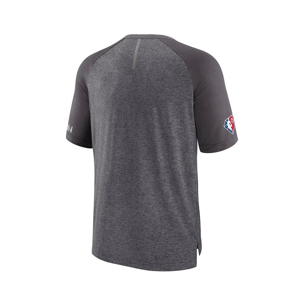 商品Fanatics|Men's Branded Heathered Gray Brooklyn Nets 2022 Noches Ene-Be-A Core Shooting Raglan T-shirt,价格¥373,第6张图片详细描述